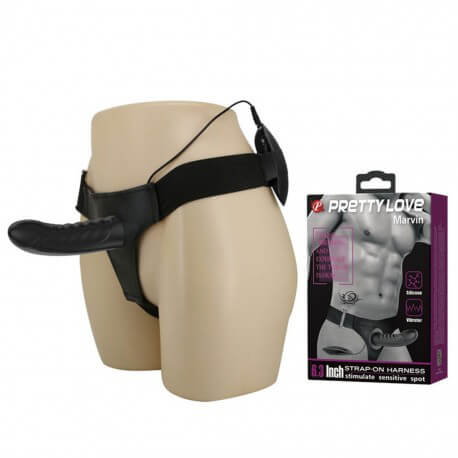 PRETTY LOVE Black Strap on dildo vibrator for men-sextoyinchennai.com
